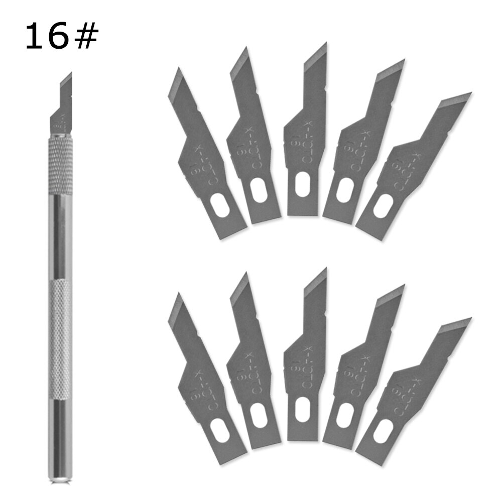 1 Knife Handle with 10 Blade Replacement 11# PCB Repair Wood Carving Tools Sculpture Engraving Knife DIY Cutting Tool: No16set