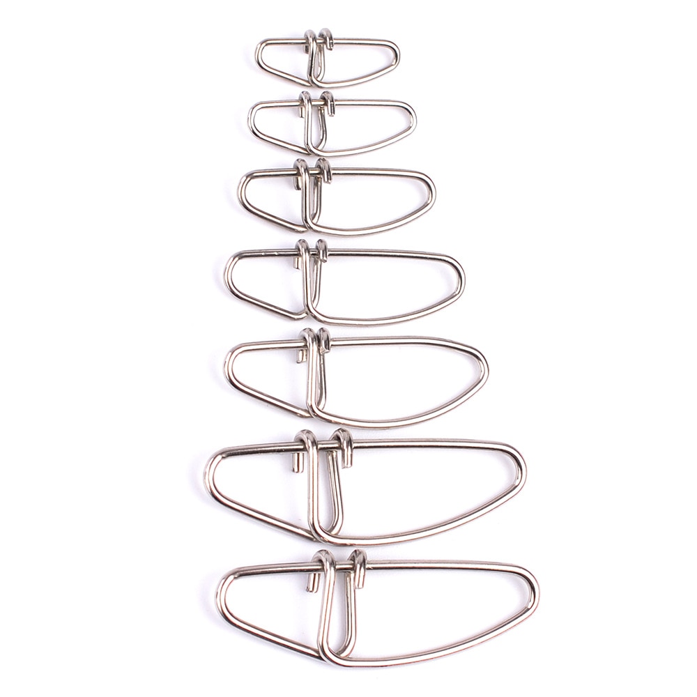 50pcs/bag Stainless Steel Connector Fast Clip Lock Snap Swivel Safety Snaps fishing lure tools pesca hook grip swivel metal