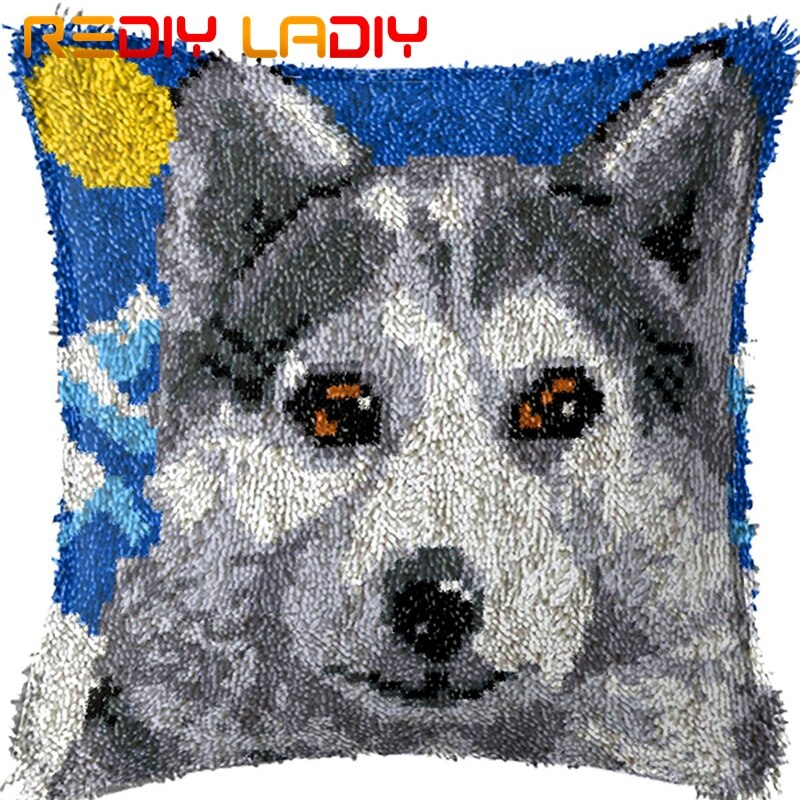 Latch Hook Kits Make Your Own Cushion Polar Bear Pre-Printed Canvas Crochet Pillow Case Latch Hook Cushion Cover Arts & Crafts: BZ005
