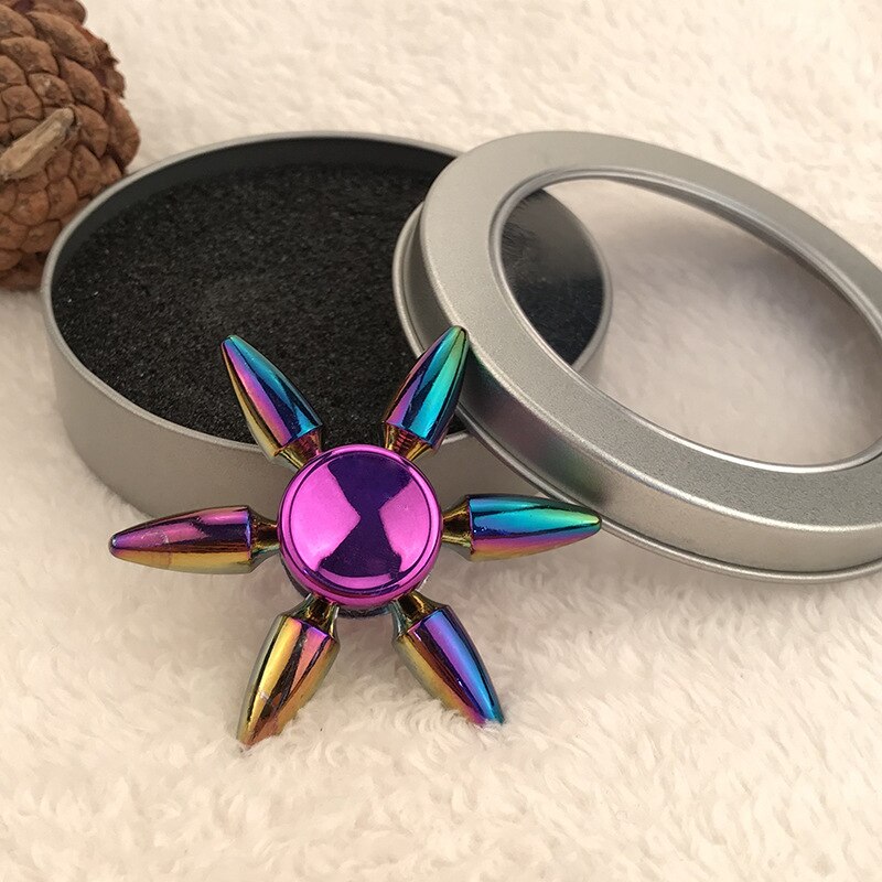 Nuovo metallo colorato Fidget Spinner gradiente creativo timone a sei stelle Spinner a mano sollievo dallo Stress EDC Figet Spiner bambini giocattoli per adulti