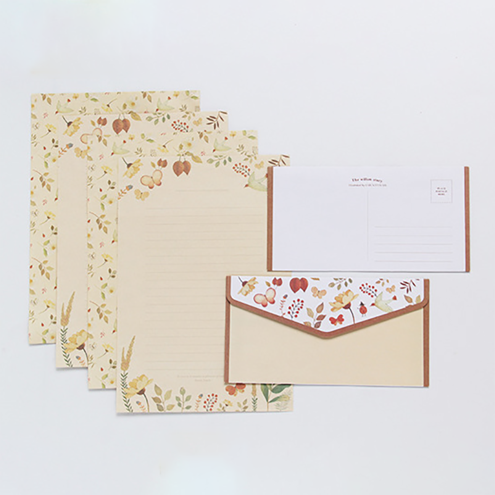 9 stk/parti blomstermønster kuvert postkort bryllup invitation kort papirpose løn brev papir omslag kontorpapir