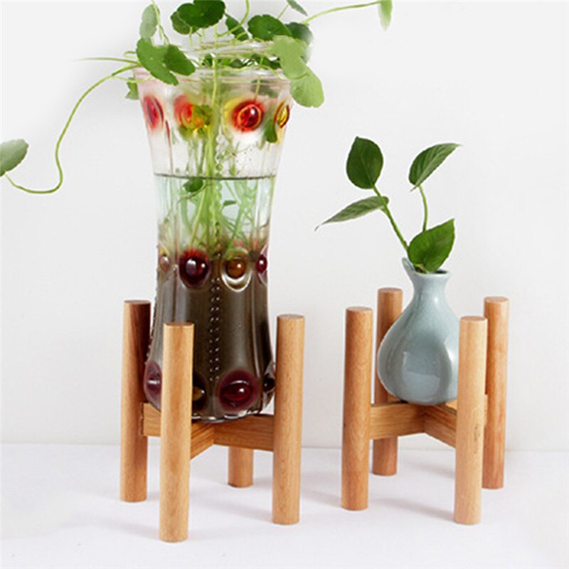 Træ farve holdbar aftagelig træ blomsterpotte stå fritstående bonsai beslag hjem have indendørs display plante hylde