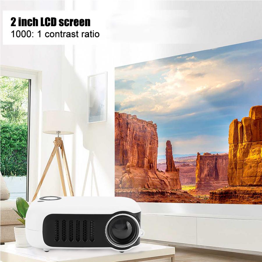 Mini Portable Projector Household Projectors 320 x 240 Resolution with 2-Inch LCD Screen for Conference (100-240V)