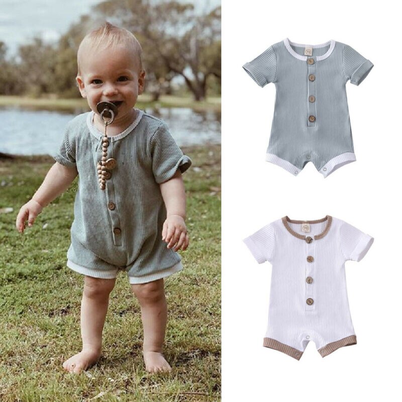 Baby Baby Jongens Meisjes Kleding Korte Mouw Gebreide Romper Jumpsuit Outfit Kids Zomer Katoenen Rompertjes 0-18M