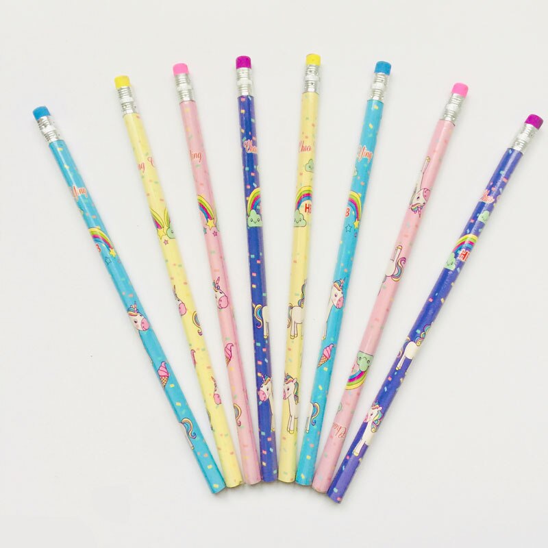 Lápiz de madera estándar HB de unicornio, lápices de dibujo y escritura, papelería para estudiantes, 4 unidades