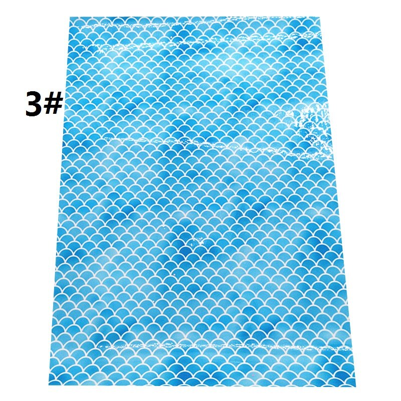 Fish Scales Printed Faux Leather Fabric Sheet Mermaid Smooth Synthetic Leather Faux Vinil For Bows Earrings DIY A4 SIZE R536B