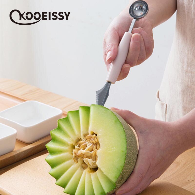 Carving Stainless Steel Melon Ice Cream Baller Double Ended Carving Scoop Sculpture Fruit Knife Spoon Tool Kitchen Sculpture