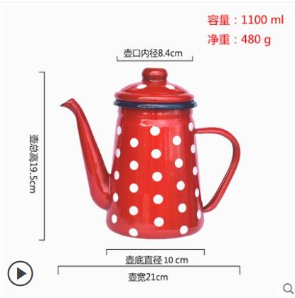 1.1L Enamel Coffee Pot Hand Tea Kettle Induction Cooker Gas Stove Universal: 4