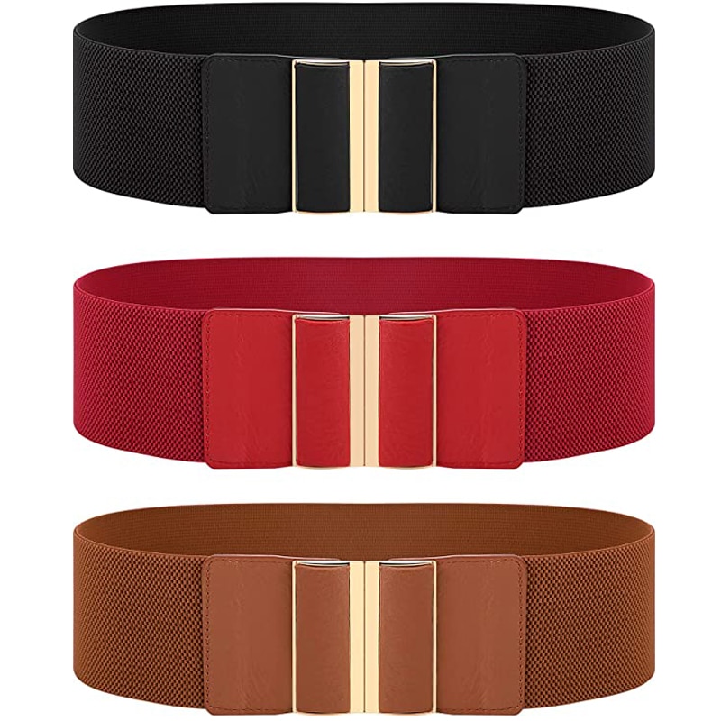 Vrouwen Brede Riem Elastische Cinch Tailleband Stretch Jurk Dames 7 Kleuren