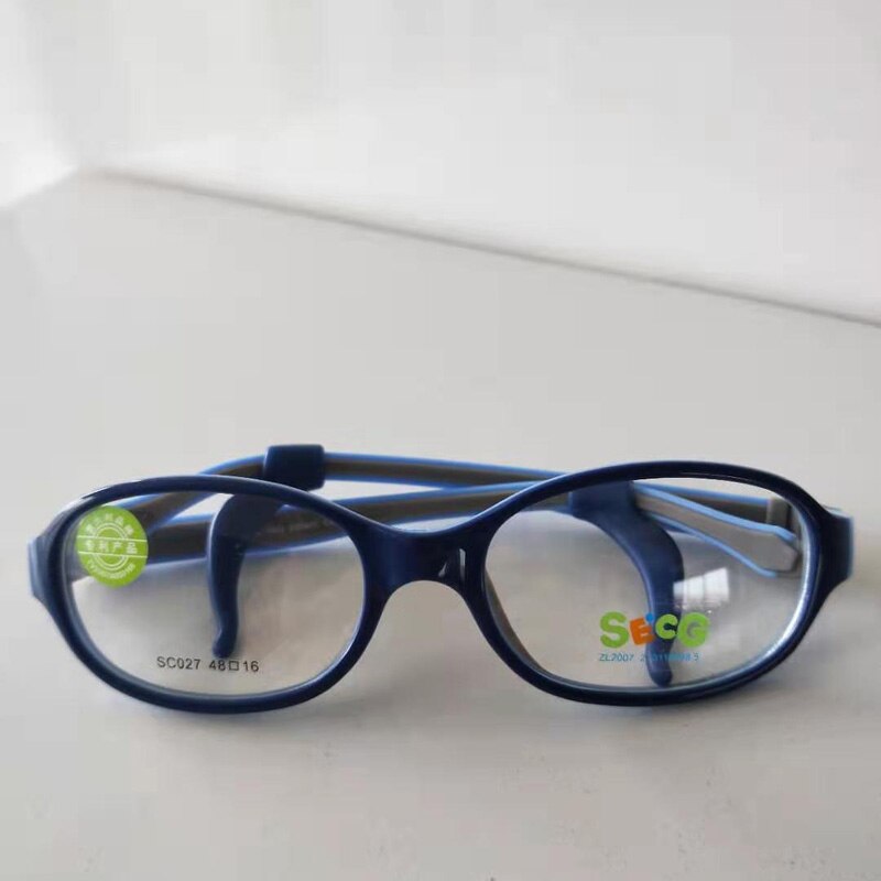SECG-Montura transparente para niños, gafas ópticas redondas de goma de silicona con correa: C22