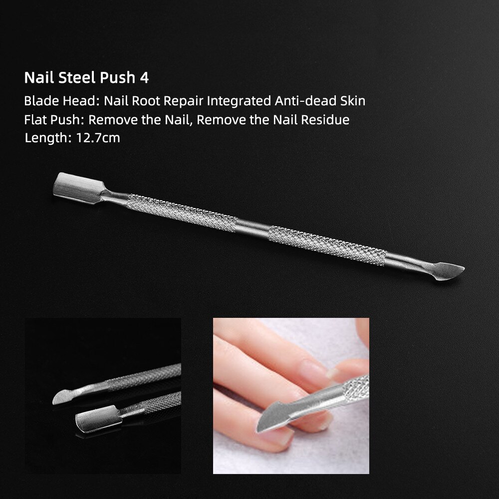4Pcs Rvs Cuticle Pusher Vinger Dode Huid Push Nail Art Manicure Pedicure Tool Dode Huid Push Manicure Nail care Tool