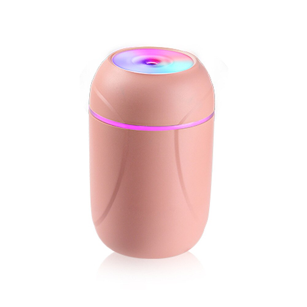 Nebulizador USB ultrasónico Mini humidificador de aire 260ML Aroma difusor de aceite esencial para el fabricante de niebla del hogar del coche con lámpara de noche LED: Pink