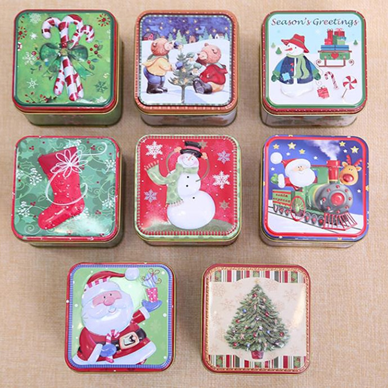 1pc julekasse pakke tin kasse bryllupsfest slik bagning cookies kiks kasse container til xmas holder