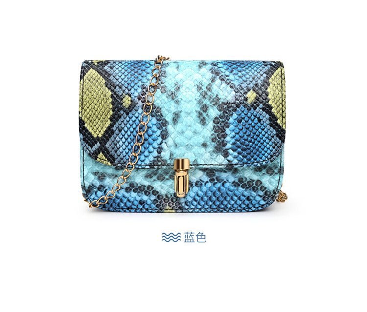 2020 nuove Donne di Modo borse Borse Flap Crossbody Borse Catena Selvaggio Ragazze Del Serpente di Stampa Sacchetto del Messaggero Della Spalla: Blu