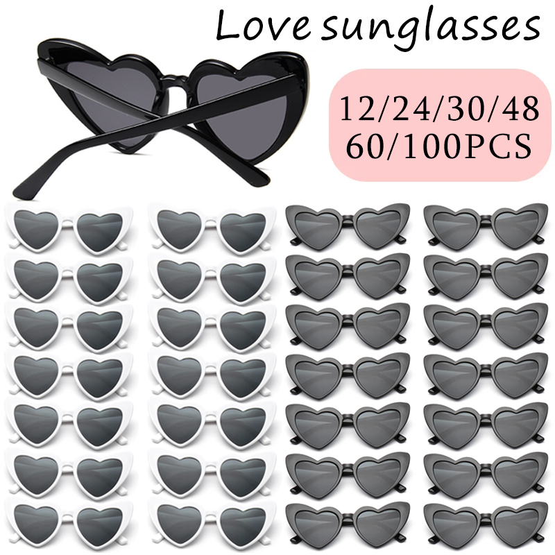 Lunettes de soleil en forme de cœur pour enterrement de vie de jeune fille, décor de mariage, réception nuptiale, fournitures de poule, lunettes pour future mariée et demoiselle d'honneur