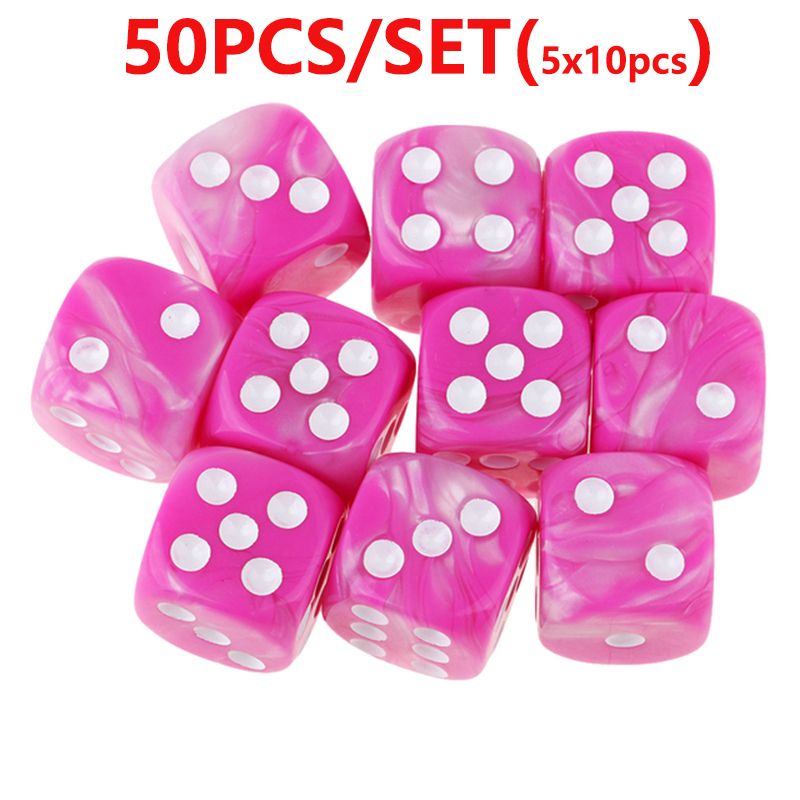 Juego de dados acrílicos poliédricos de 6 caras, 25/50/100 piezas, dados de esquina redonda de 16mm con Pips dorados para juegos de mesa, enseñanza de matemáticas: PW