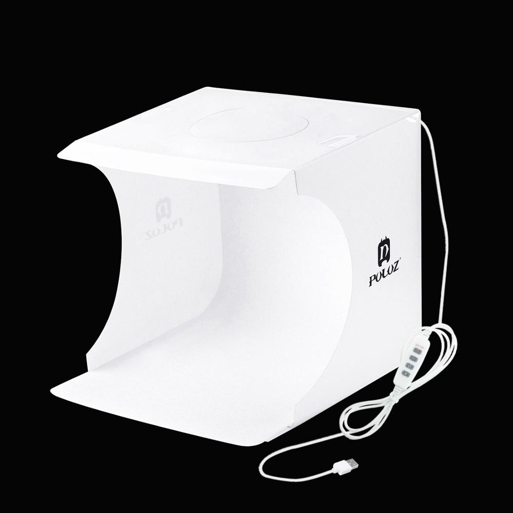 PULUZ-Anillo de luz LED para estudio de fotografía, Panel plegable portátil de 20cm, caja de tienda de tiro, con telones de fondo de 6 colores