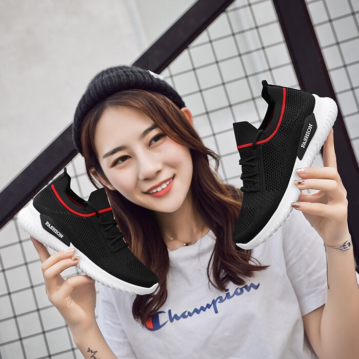 TUINANLE Sneakers Women Flats Shoes Spring Sock Sneakers Women Summer Lace Up Flats Women Plus Size Walking Tenis Feminino