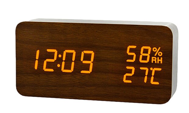 JINSUN Moderne LED D'alarme Horloge Despertador Température Humidité Électronique De Bureau Horloges De Table Numérique: KSW113-C-BN-WH