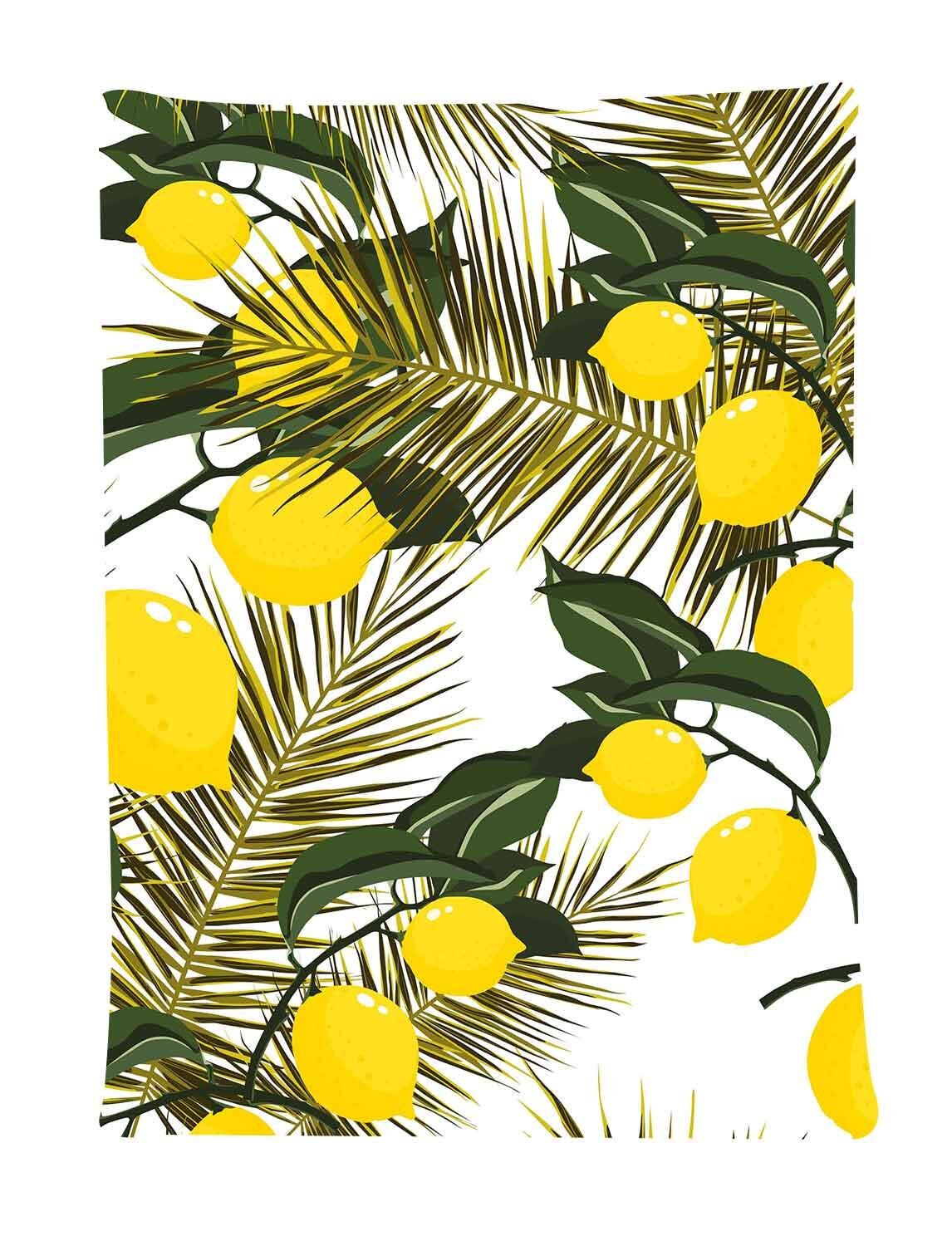 Simsant Lemon Fruit Flower Tapestry Lemon Tree Leaves Pattern Art Wall Hanging Tapestries for Living Room Home Dorm Decor