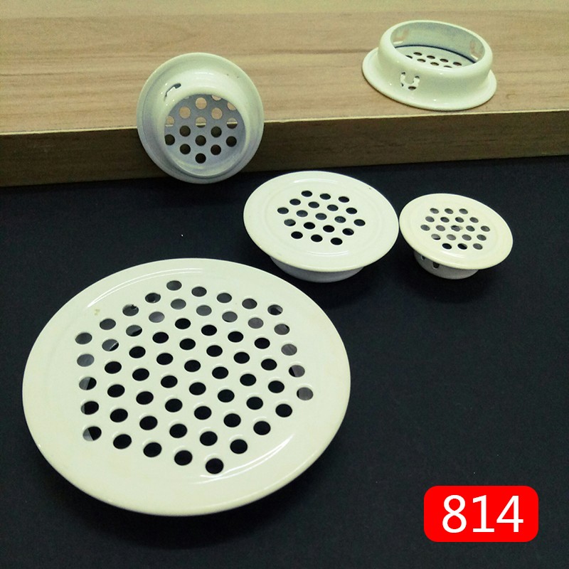 4 stk mælkehvidt skab luftspjæld lameller mesh hul rundt rustfrit stål flad overflade konveks overflade 19mm/25mm/30mm/35mm/53mm