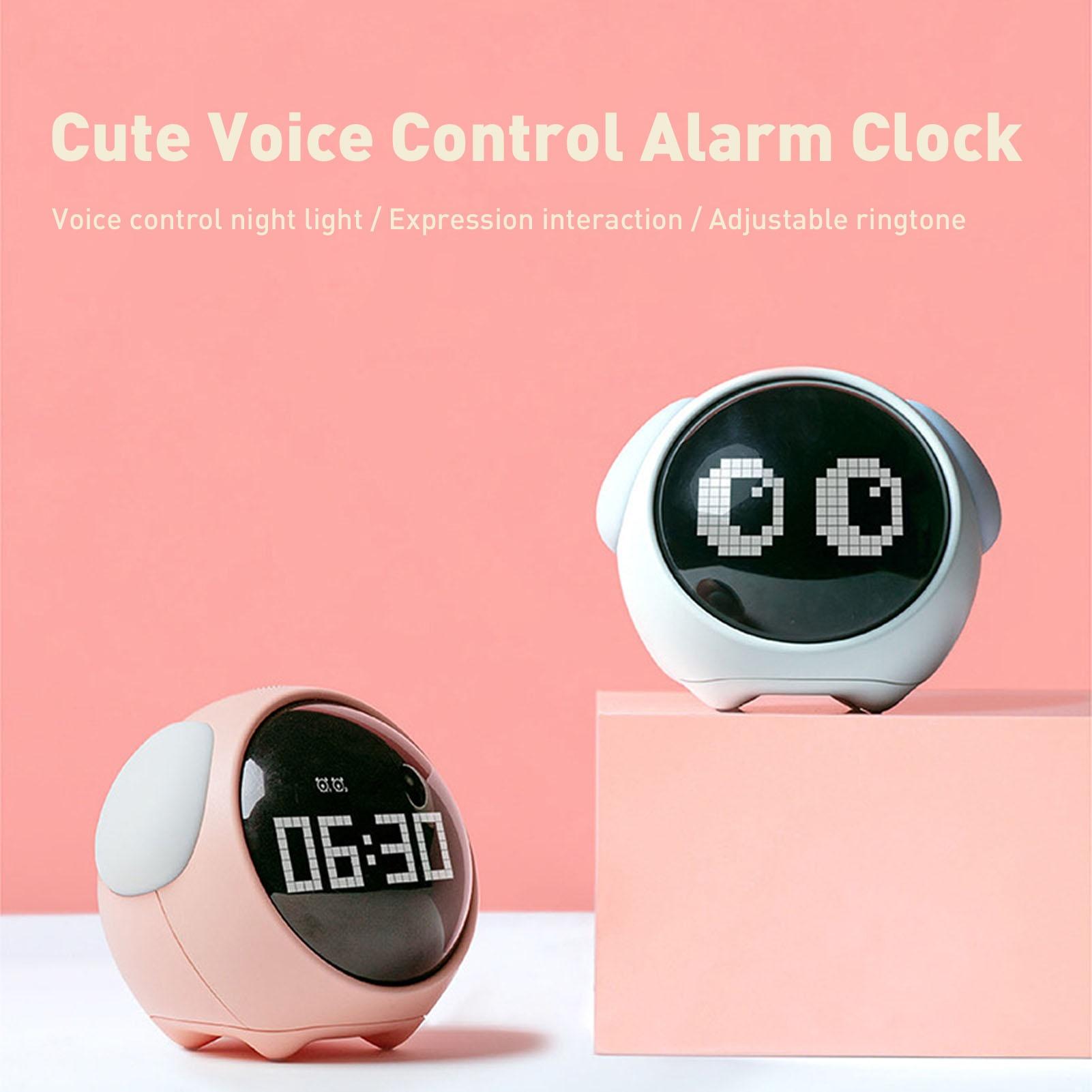 Leuke Stijlvolle Praktische Handige Multifunctionele Puppy Vorm Voice Control Timer Wekker Met Uitdrukkingen Nachtlampje