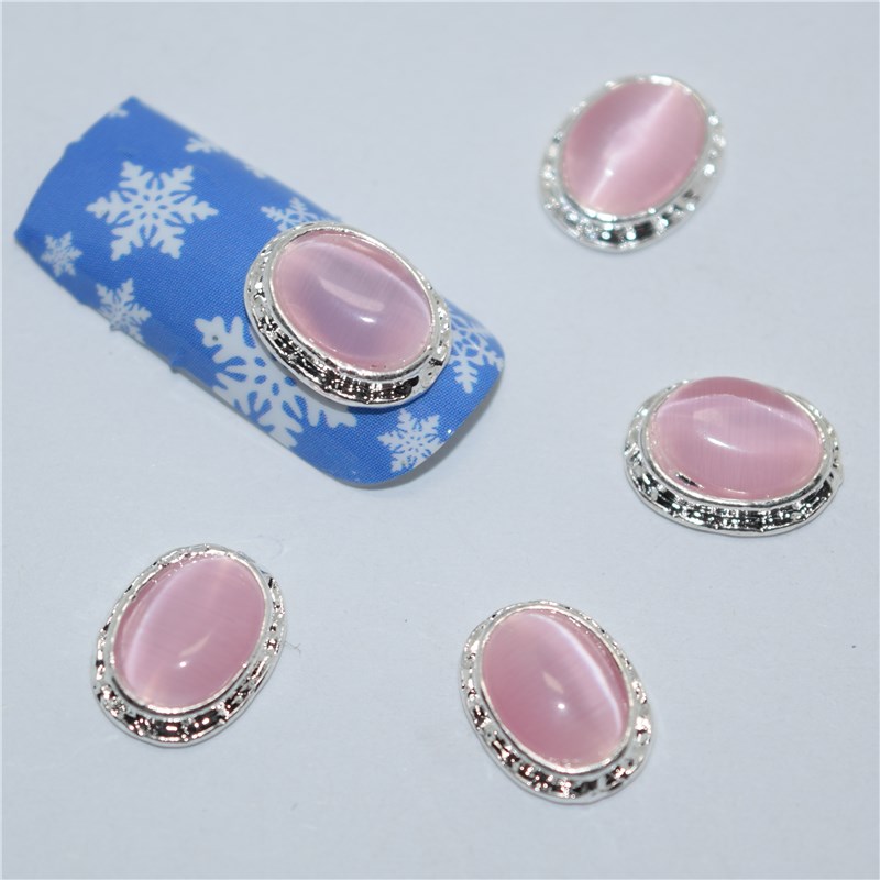 10psc Roze ovale stone 3D Nail Art Decoraties, Legering Nail Charmes, Nagels Steentjes Nail Levert #513