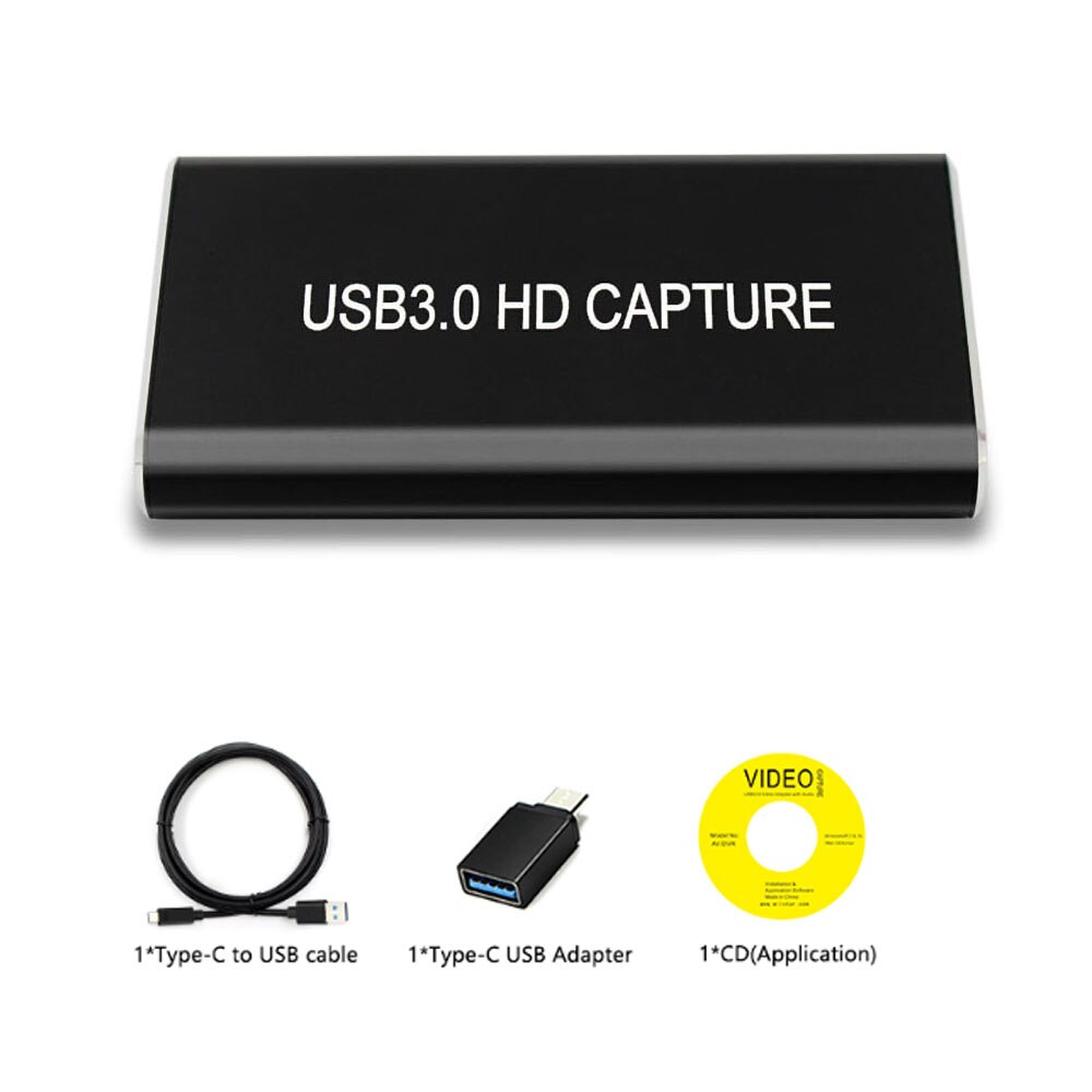 Type c video capture card 4k hdmi til usb 3.0 hdmi capture 3.5 mm output til  ps4 telefon tv tuner kort til windows spil optagelse