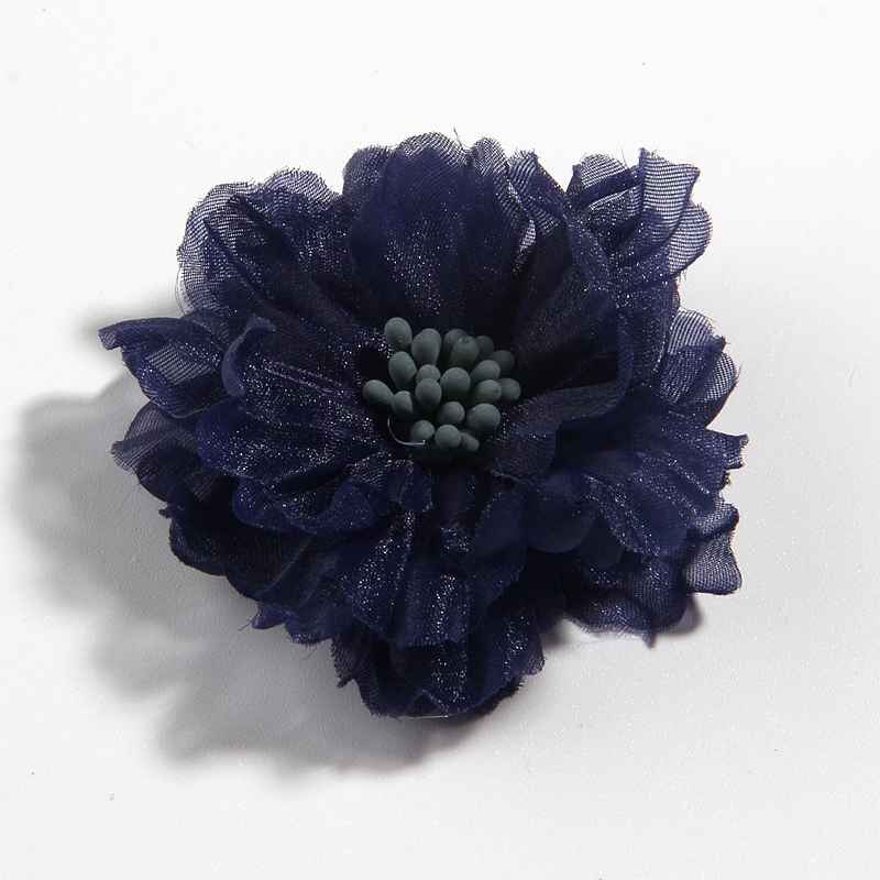 60PCS 5CM 2" Beauty Chiffon Artificial Hair Flowers Blossom With Matches For Bouquet Wedding Party Craft Home DIY Decoration: Navy