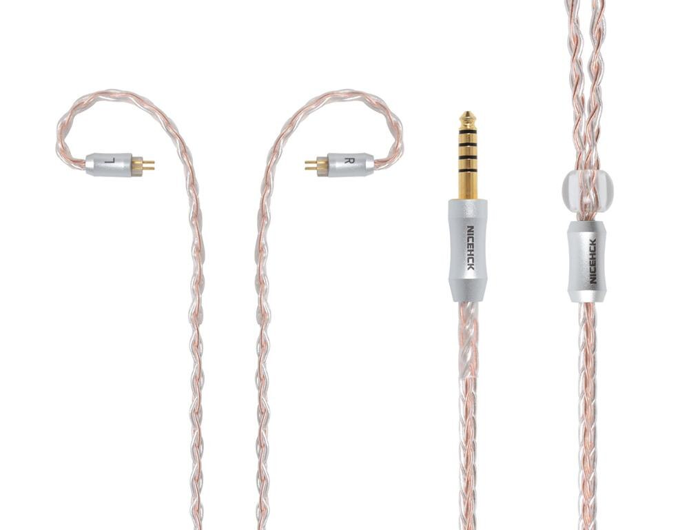 NICEHCK 8 Core Copper Silver Mixed Cable MMCX/2Pin 3.5/2.5/4.4mm Balanced For C12 C16 ZS10 ZSX V90 TFZ NICEHCK NX7 Pro/DB3/F3/M6: 4.4mm With 2Pin