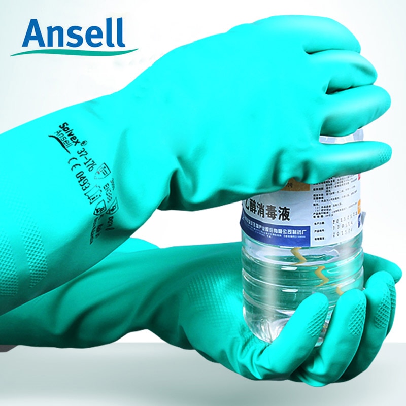 Ansell Chemical Resist Work Gloves Nitrile Rubber Acid And Alkali Resistant Waterproof Anti-Skid Gloves Industrial Laboratory