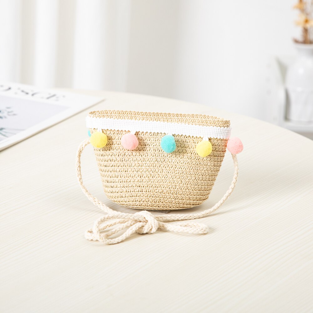 Handgemachte Sommer Kinder Mädchen Schulter Tasche Daisy Blume Stroh Umhängetasche Kinder Schlüssel Geldbörse Nette Prinzessin Mini Handtasche: Style 2