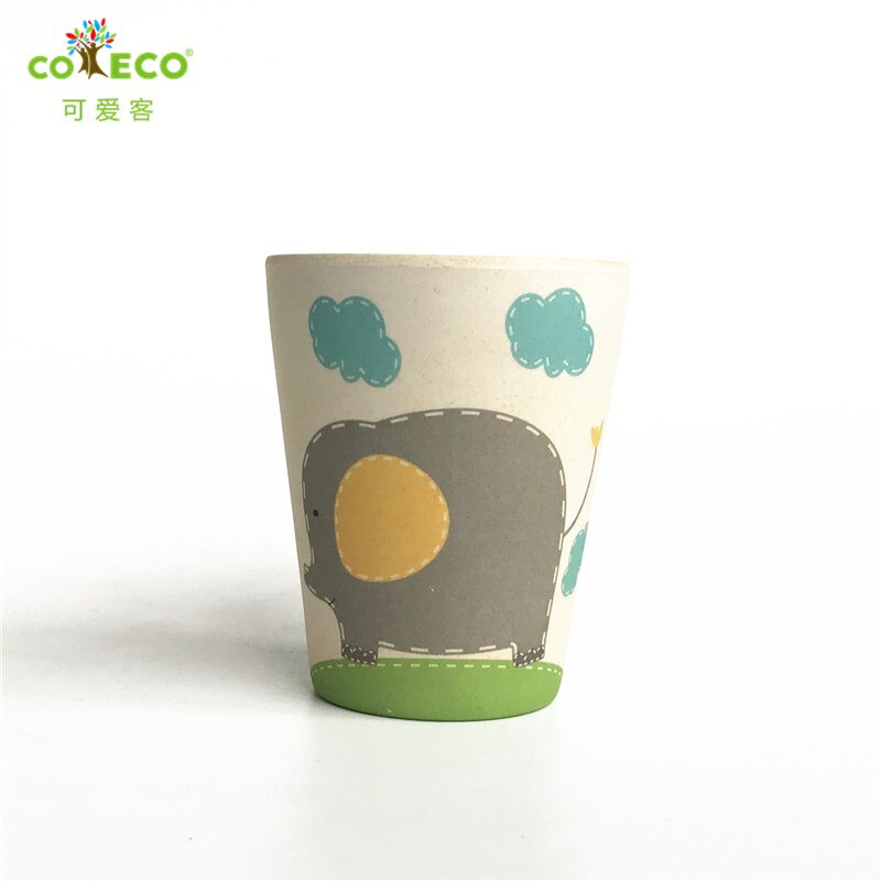 Taza de agua de fibra de bambú COECO para niños, taza de alimentación de bebé respetuosa con el medioambiente, taza de zumo de leche con dibujos para niños: Big Elephant