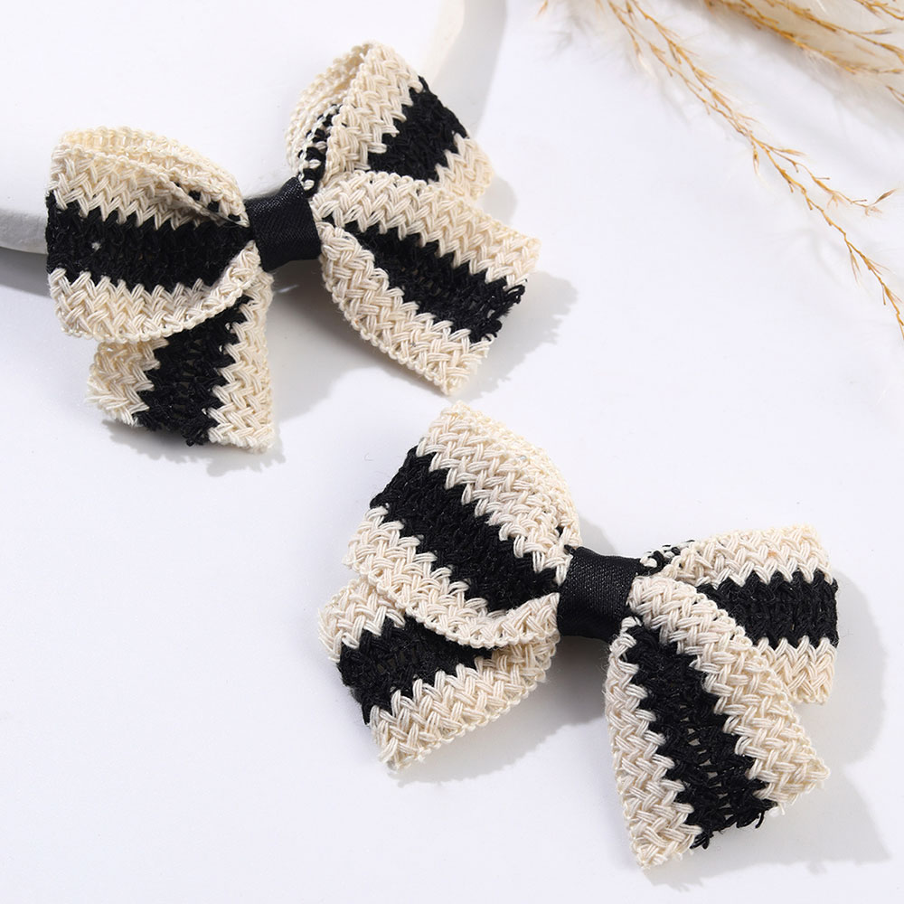 Pinza para el pelo con lazo de punto para niña, pasadores de horquilla con lazo clásico en blanco y negro, 2 piezas, accesorios para el cabello
