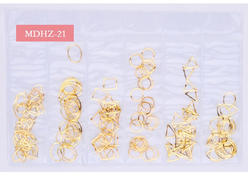 CHNRMJL 6 Entwürfe/Pack Ultra-dünne Hohl Legierung Nagel Niet Dekorationen Schmuck DIY UV Gel NäGel Kunst Polnischen zubehör Manikübetreffend: 21