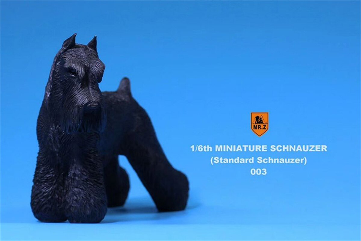 Mr.Z Studio 1:6 Standard Schnauzer Dog Pet Figure Animal Toys Collector Decoration Simulation Model Home Car Decoration: 003