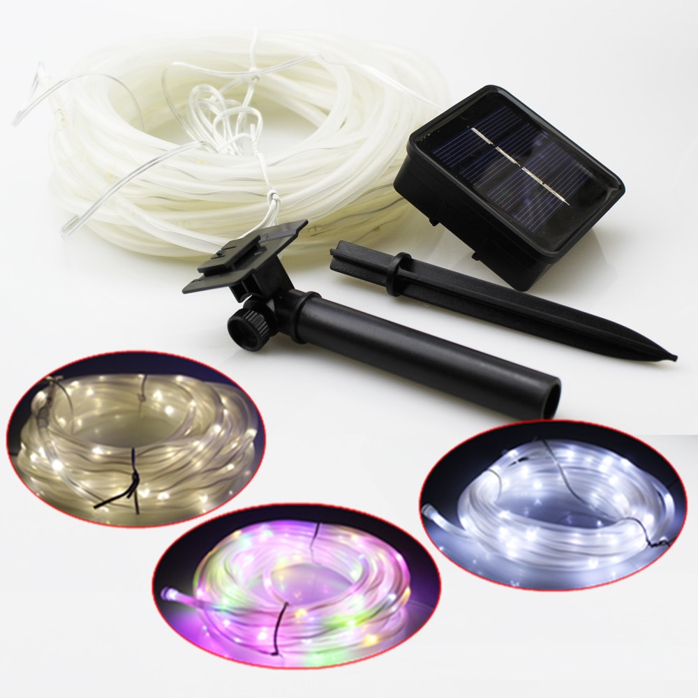 Worldsky 12m 100 lysdioder 7m 50 led solar tau rør led streng stripe eventyrlys utendørs hagefest dekor vanntett