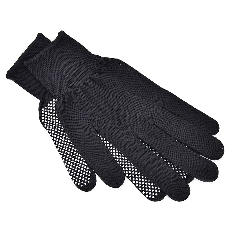 1 paire cheveux lisseur Perm curl coiffure résistant à la chaleur doigt gant noir gris couleur thermique style gants: Black
