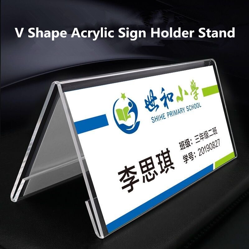 Acrylic Office Name Tent Holders Stand Desk Name Plate Display Reusable Table Place-Cards Holders For Business Conference