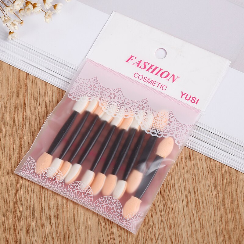 Pinceles de maquillaje de doble punta, aplicadores de sombra de ojos suaves, esponja, herramienta de cepillo desechable para sombra de ojos, herramienta cosmética, 10 Uds.