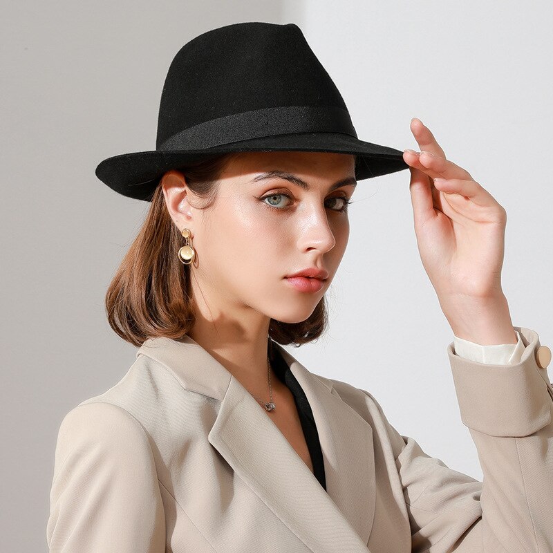 USPOP-sombrero Fedora de Jazz de ala corta para mujer, sombrero de lana para Otoño e Invierno