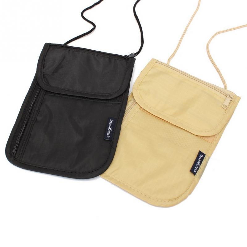 Anti-vol voyage passeport cou sac en Nylon téléphone portefeuille pochette pour hommes et femmes Mini sac à bandoulière cou portefeuille passeport pochette