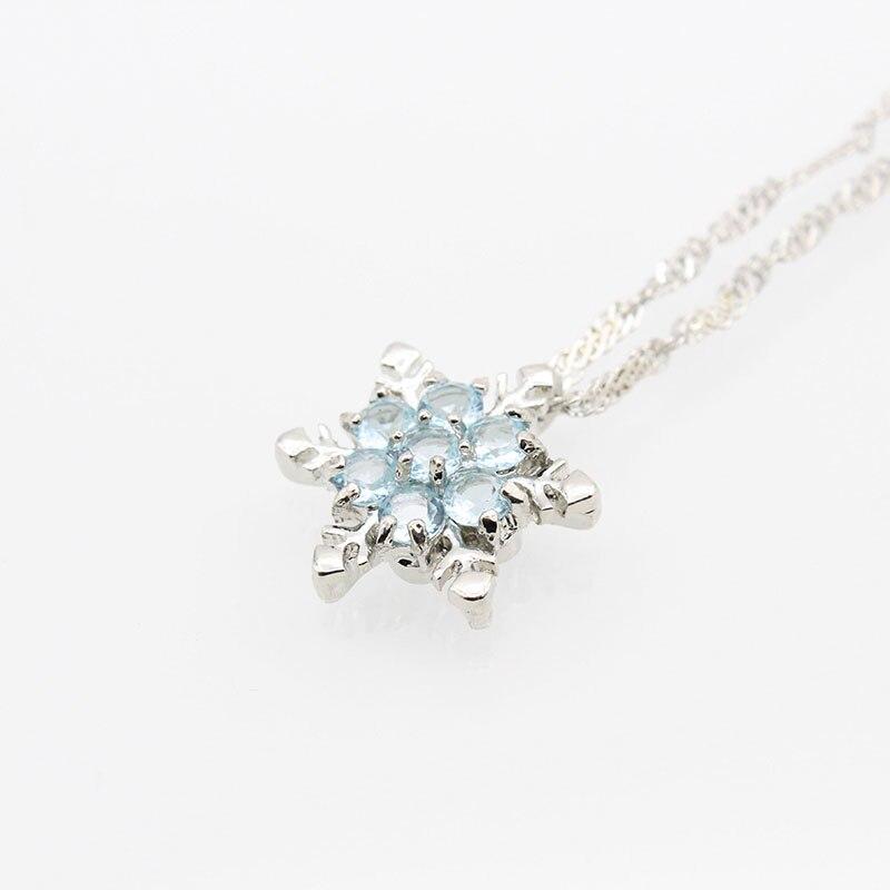 selingl snowflake shiny CZ zirkoon water-wave keten dames hanger kettingen sieraden: Sky blue