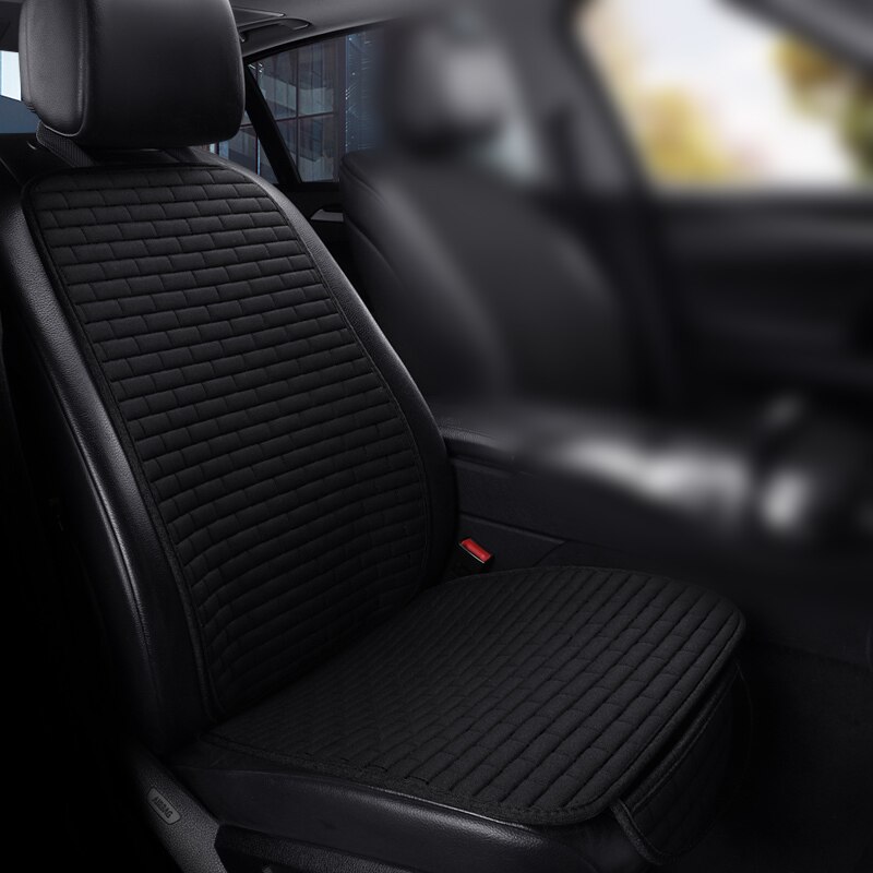 Autostoelhoes voor/achter vlas stoelbeschermingskussen autostoelkussenbeschermer autohoes mat bescherming: Zwarte -1 voorstoelen