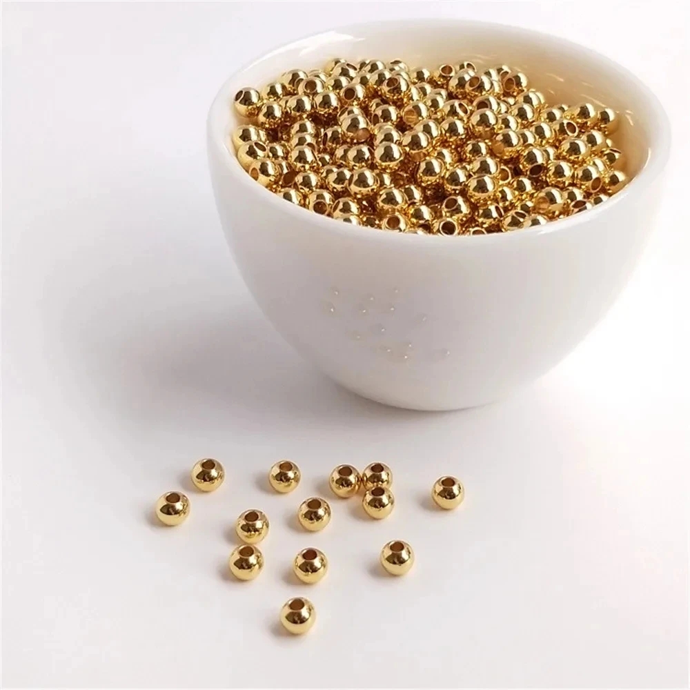Spredte perler 18k ægte guldfarvede belagte perler hvide og guld sølvperler gør-det-selv håndlavede perler første smykkematerialer: 40cm / Rhodineret