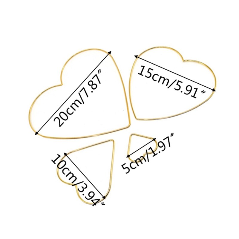 1Pc Love Heart Shape Dream Catcher Rings Metal Craft Hoops for Dreamcatchers Wreaths Macrame Project DIY Accessories 5-20cm