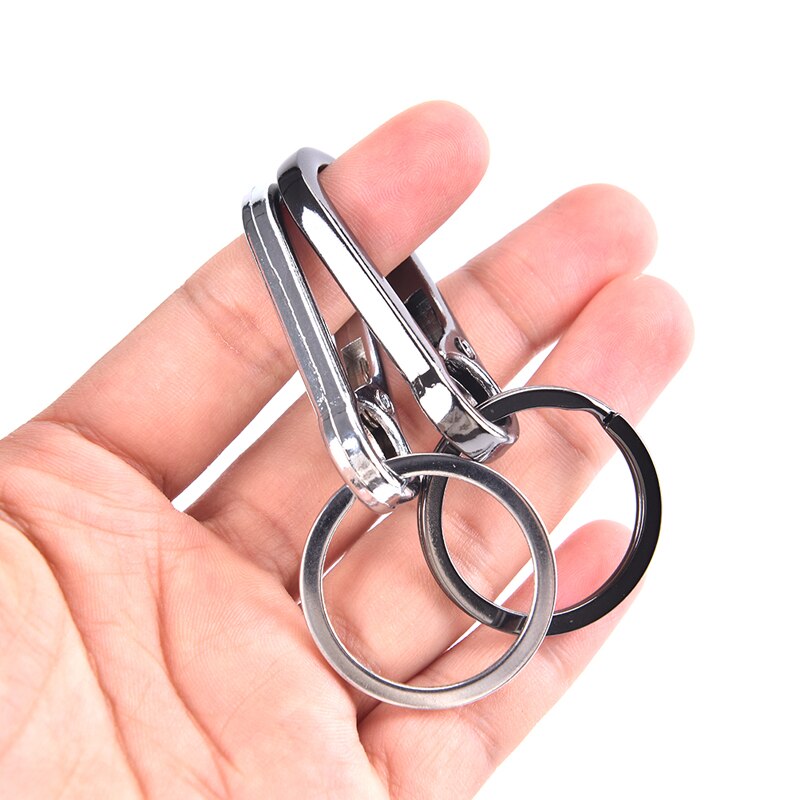 2pcs Stainless Steel Keychain Buckle Anti-lost Waist Belt Clip Keyring Buckles Carabiner Keychains Outdoor Climbing Sports Tools