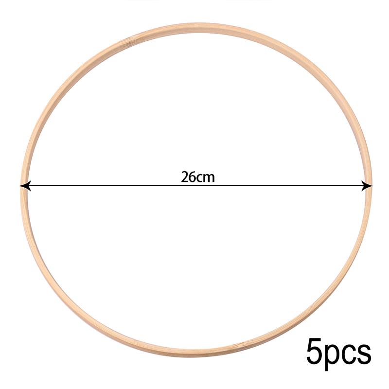 Anneau Macramé en Bambou pour Broderie et Attrape-Guirlande, Idéal pour Panier de Noël Suspendu, Cercle de Croix, en Bois, Fait à la Main, Décoration d&#39;Intérieur, 1 à 5 pièces: 26cm / 1pcs