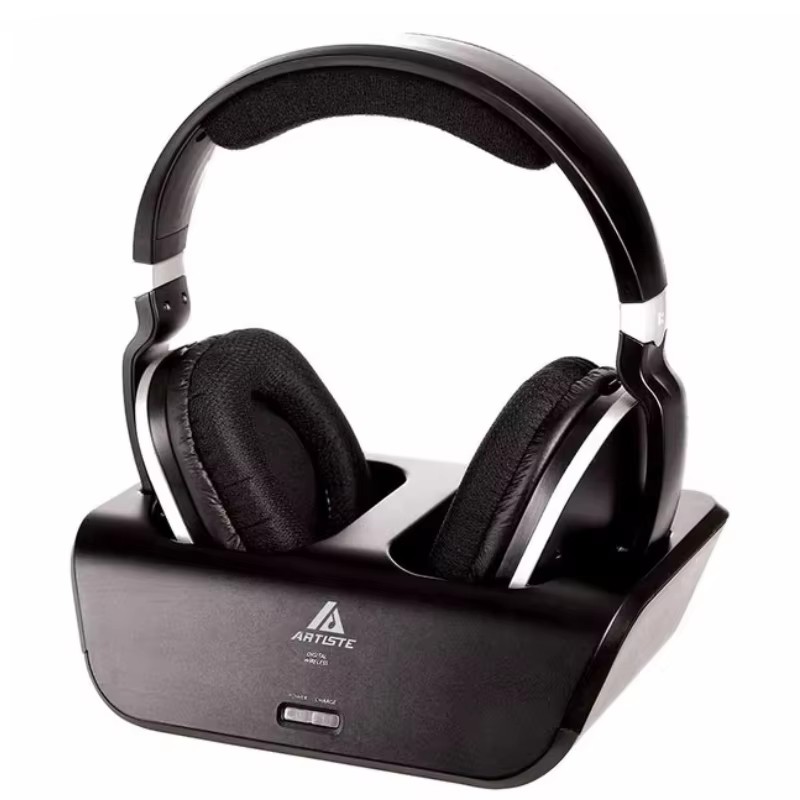 Artiste adh 300 draadloze tv-hoofdtelefoon 2.4 ghz digitale over-ear stereo headset voor  tv 100ft afstandszenders oplaadstation