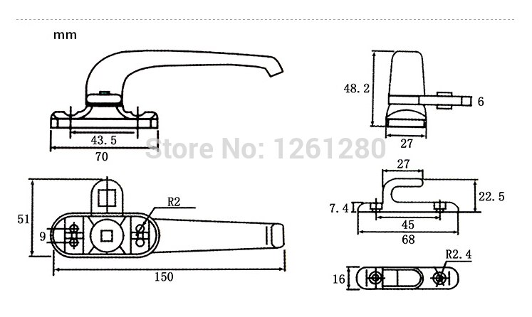 Aluminum alloy knob window drive knob window latch door handle furniture hardware part pull bolt plastic steel window lock